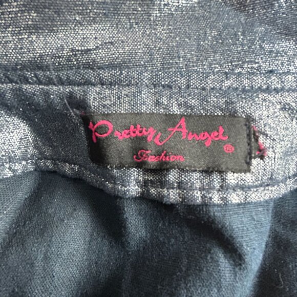 Pretty Angel Fashion Womens Black Metallic Button-Front Jacket Coat Linen Blend - Picture 3 of 10